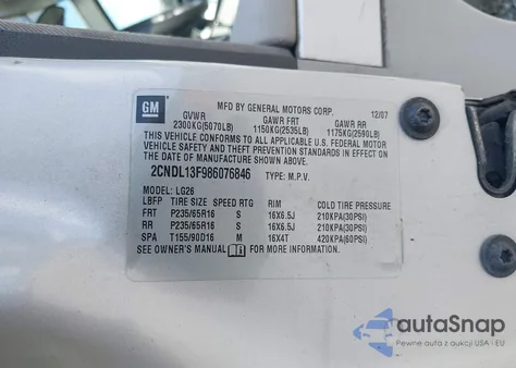 2008 Chevrolet Equinox Ls z USA, uszkodzony, nr VIN 2CNDL13F986076846